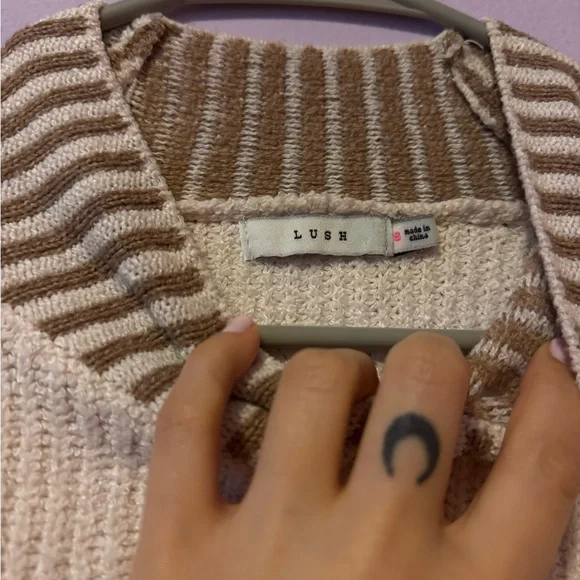 Lush Beige and Taupe Knit Sweater - Picture 4 of 4